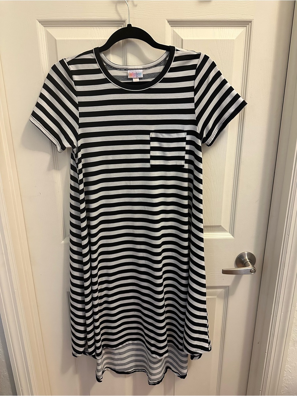 LuLaRoe Black & White Striped Short Sleeve Dress